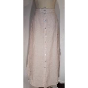 Vintage Linen Maxi Skirt w/Mother of Pearl Buttons